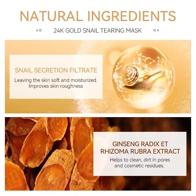 24K Gold Snail Collagen Peel off Tearing Face Mask Deep Cleansing Remove Blackhead Face Care 50G