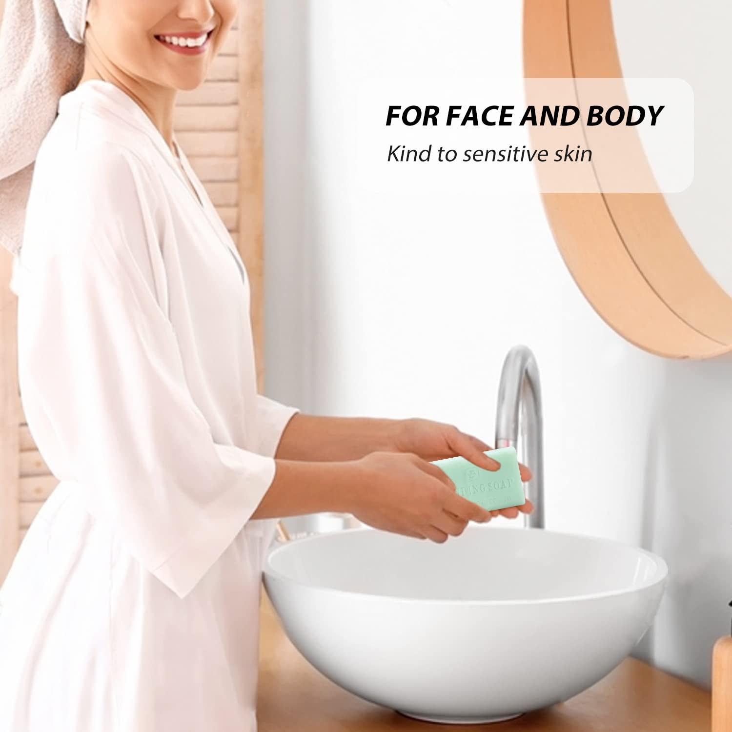 Natural Bar Soap Moisturizing Handmade Soap Bar with Organic Essential Oils Green Tea Scented Soap Bar, French -Milled Soap Bars for Hands and Body, 7Oz