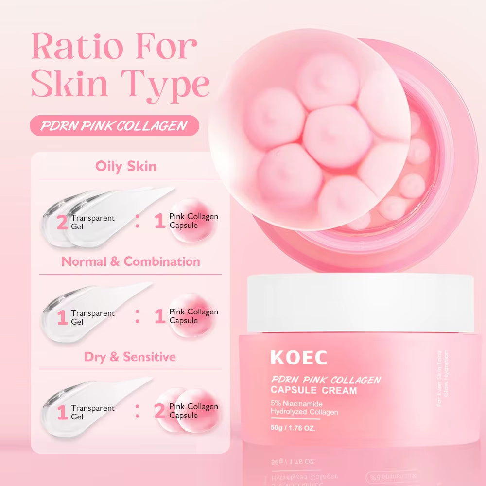 Face Moisturizer Lightweight Moisturizing Cream 5% Niacinamide for Uneven Skin Tone, Glow Hydration Collagen Capsule Cream