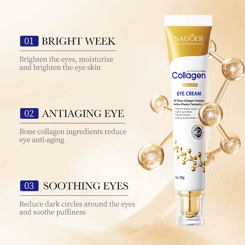 Collagen Eye Cream - Dark Circle Cream, Eye Bag Firming, Puffiness Reduction & Hydrating under Eye Care