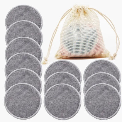 12PC Reusable Cotton Pads Makeup Remover Pads Washable round Bamboo Make up Pads Cloth Nursing Pads Skin Care Tool Skin Cleaning