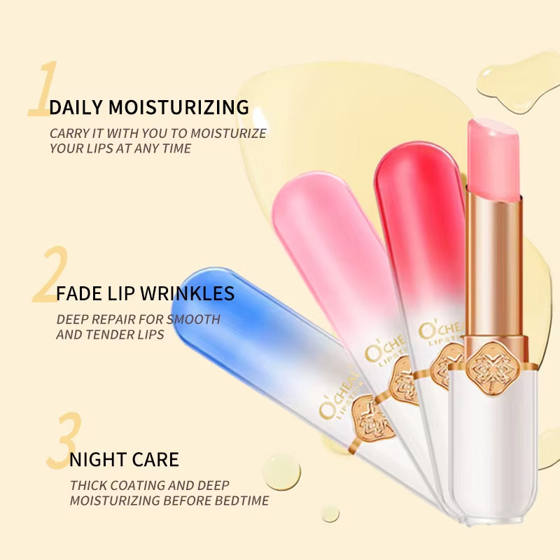 Color Fruit Lipstick Peach Temperature Changing Lip Balm Moisturizing Waterproof Long Lasting Moisturizes Lip Balm