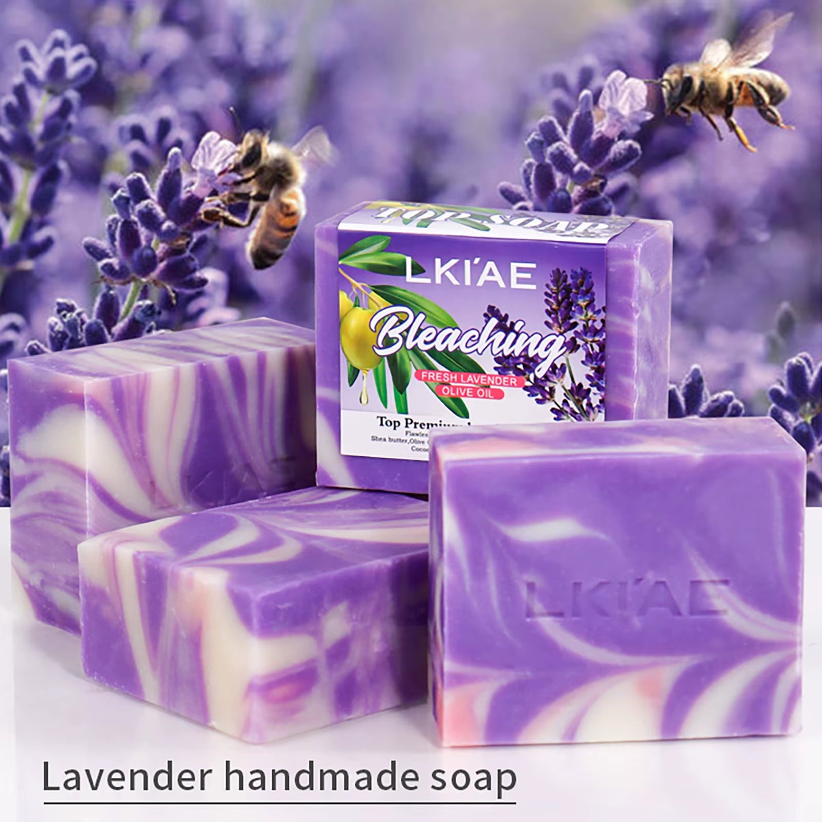 Fresh Lavender Oil Soap Bar, Whitening, Reduce Acne, Smooth Skin, with Niacinamide, Glutathione, for All Skin Types, 150G/5.3 Oz