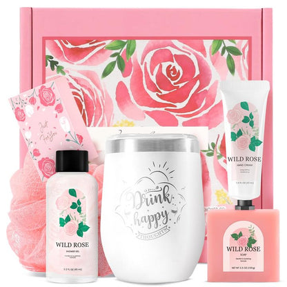 Spa Gifts for Women Bff Love Bath Sets, Rose 6Pc Bath and Body Gift Sets, Self Care Gifts, Mothers Day Gifts