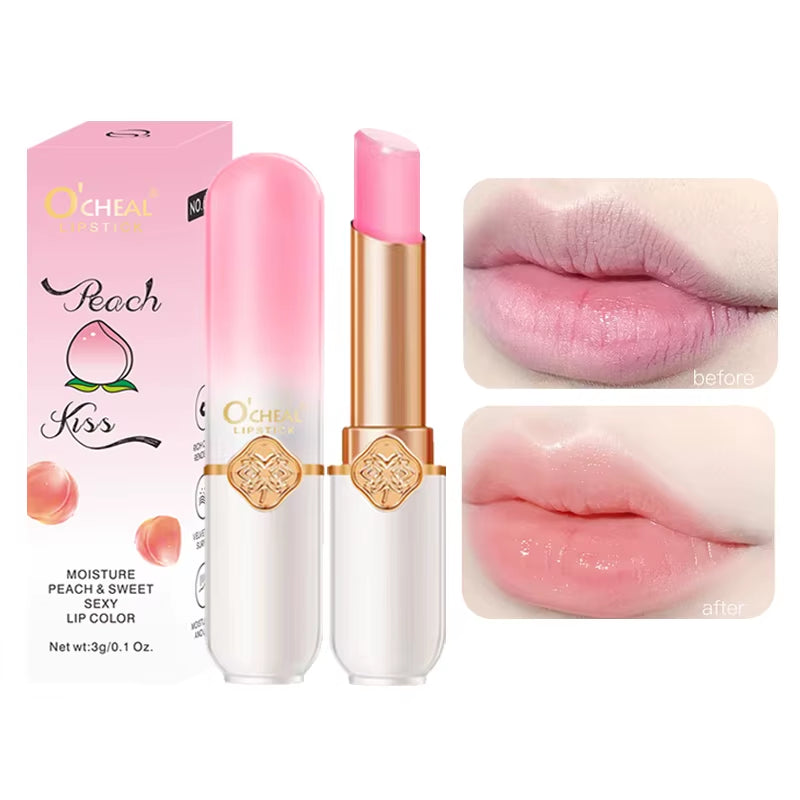Color Fruit Lipstick Peach Temperature Changing Lip Balm Moisturizing Waterproof Long Lasting Moisturizes Lip Balm