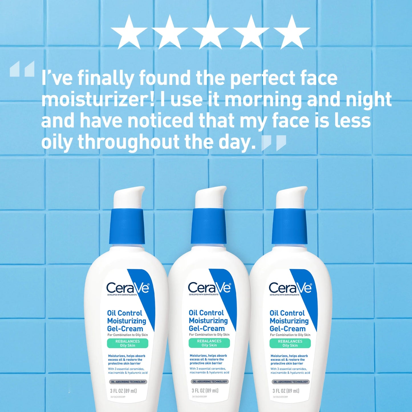 Oil Control Moisturizing Gel-Cream Face Moisturizer for Oily Skin, 3 Fl Oz