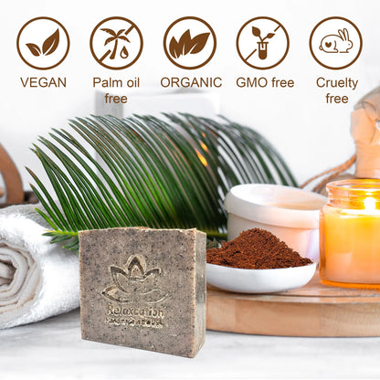 Natural Soap Bar Coffee Scrub with Organic Cocoa Butter Fresh Ground Coffee Exfo