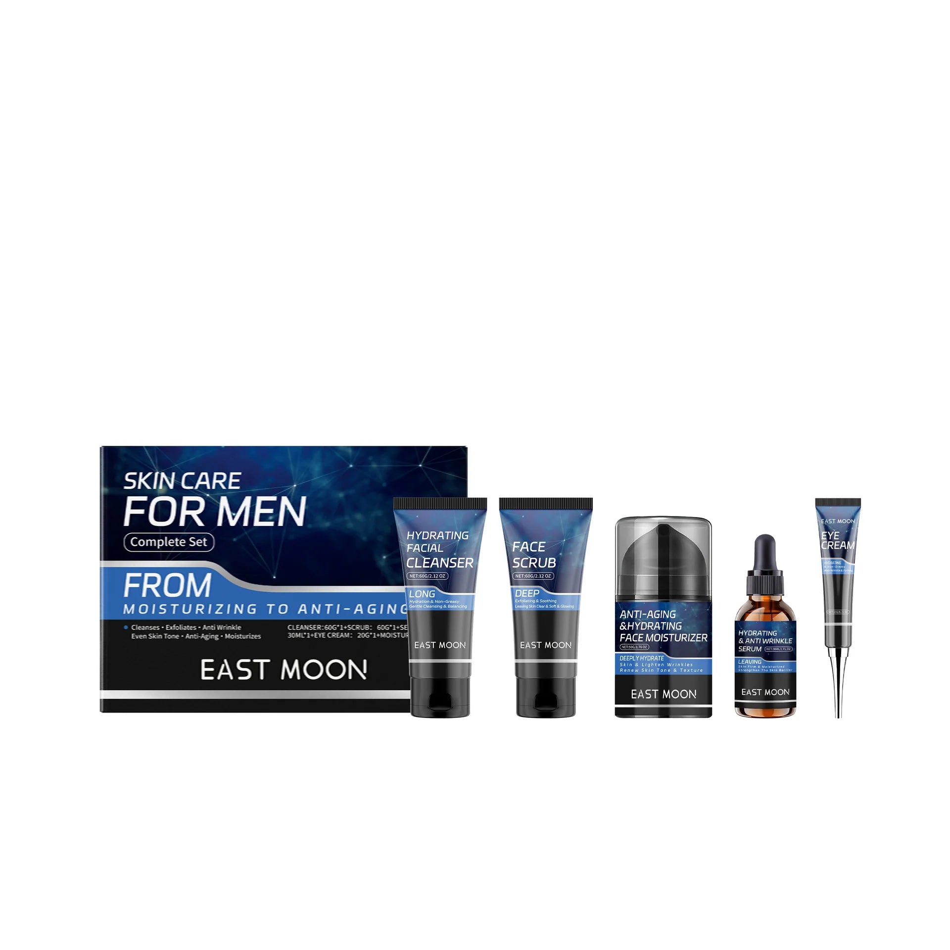Men'S Face Wash Gift Set Gentle Cleansing Hydrating Skincare Moisture Balance Oil Control