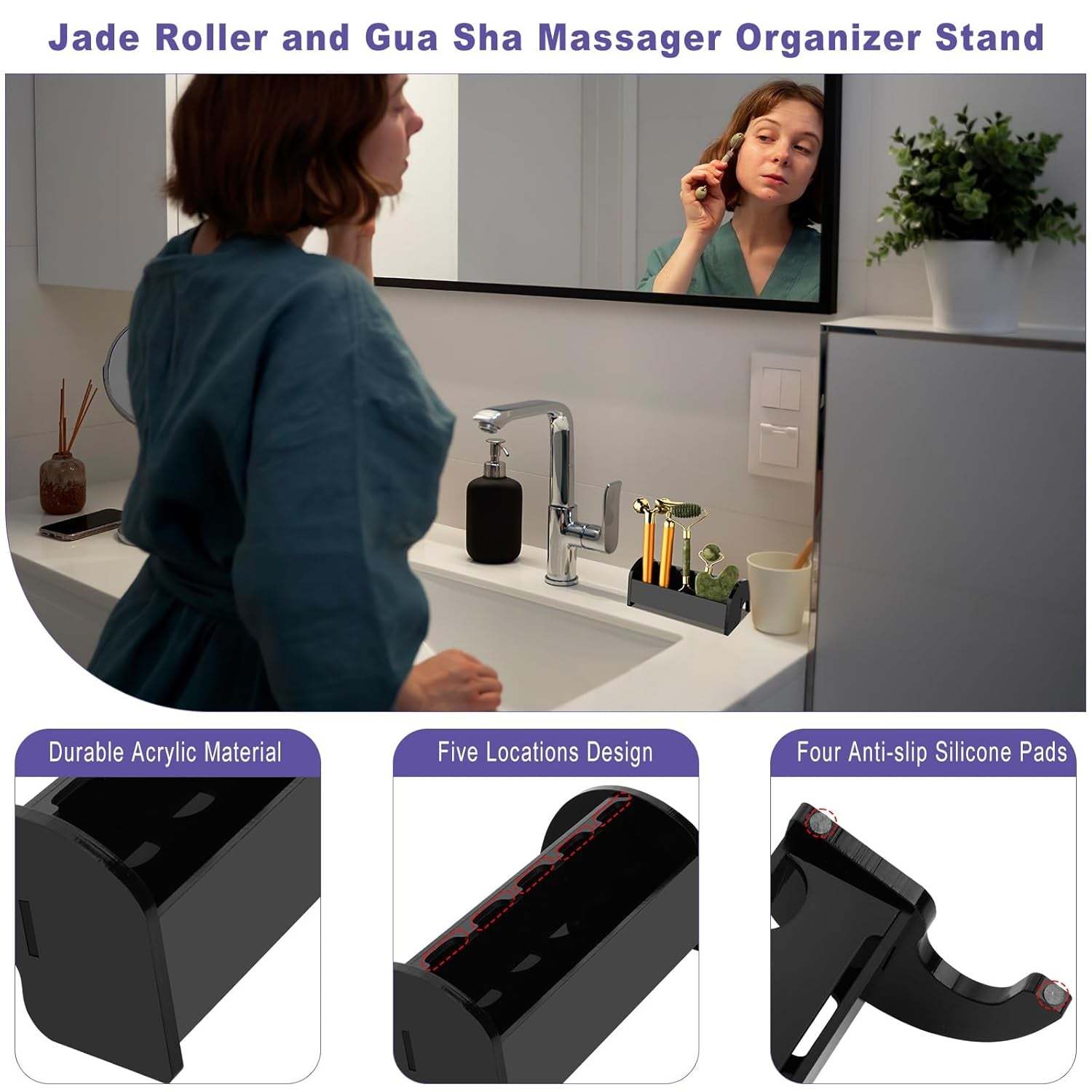 Jade roller and Gua Sha set holder