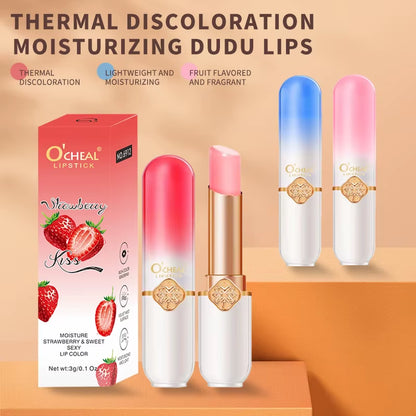 Color Fruit Lipstick Peach Temperature Changing Lip Balm Moisturizing Waterproof Long Lasting Moisturizes Lip Balm