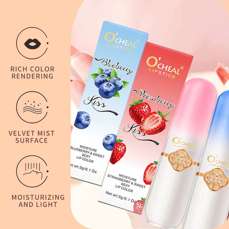 Color Fruit Lipstick Peach Temperature Changing Lip Balm Moisturizing Waterproof Long Lasting Moisturizes Lip Balm