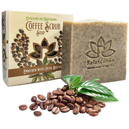 Natural Soap Bar Coffee Scrub with Organic Cocoa Butter Fresh Ground Coffee Exfo