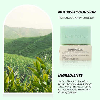 Natural Bar Soap Moisturizing Handmade Soap Bar with Organic Essential Oils Green Tea Scented Soap Bar, French -Milled Soap Bars for Hands and Body, 7Oz