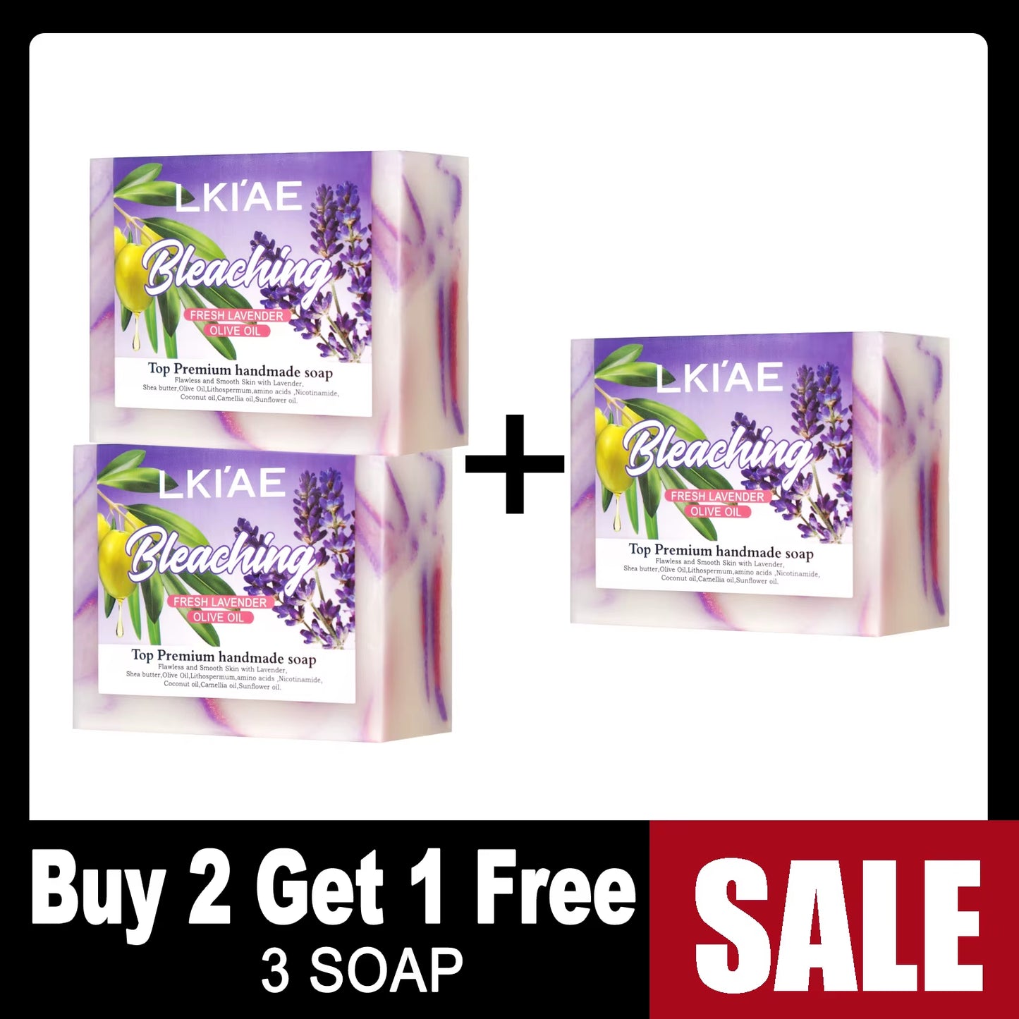 Fresh Lavender Oil Soap Bar, Whitening, Reduce Acne, Smooth Skin, with Niacinamide, Glutathione, for All Skin Types, 150G/5.3 Oz