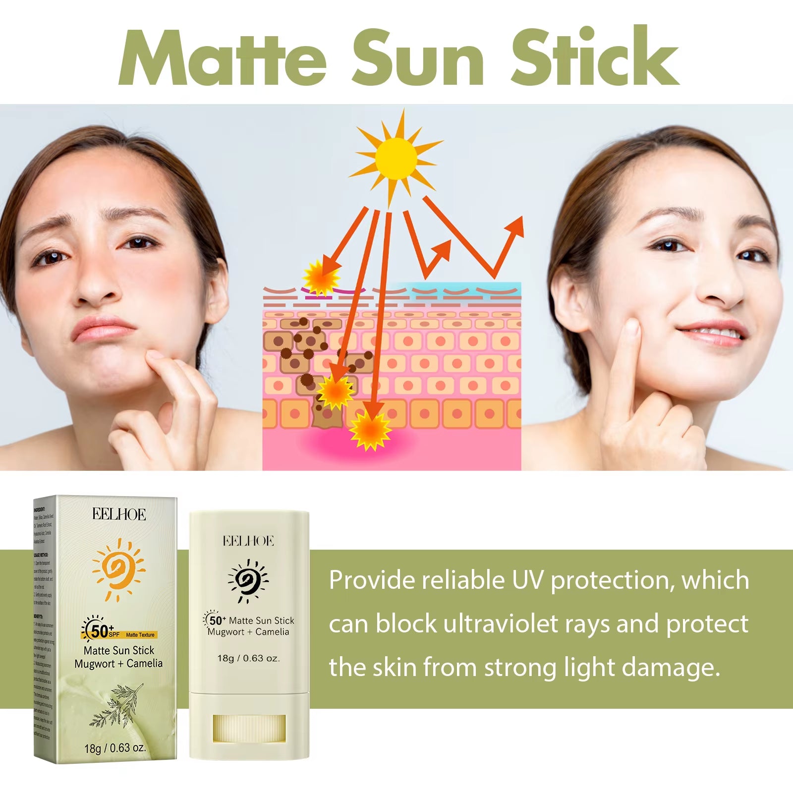 18G Face Sunscreen Refreshing Oil Control Cream Isolate Ultraviolet SPF 50+ Sun Cream Moisturize Face Care
