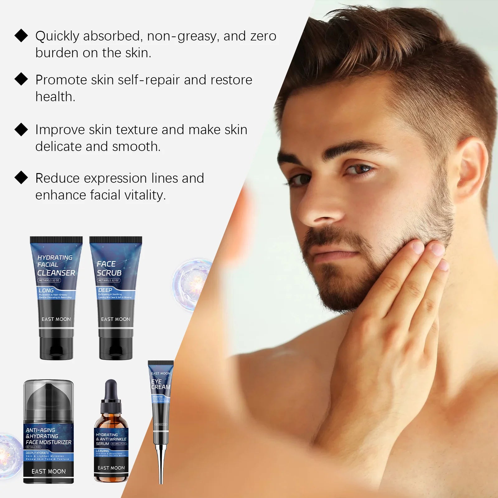 Men'S Face Wash Gift Set Gentle Cleansing Hydrating Skincare Moisture Balance Oil Control