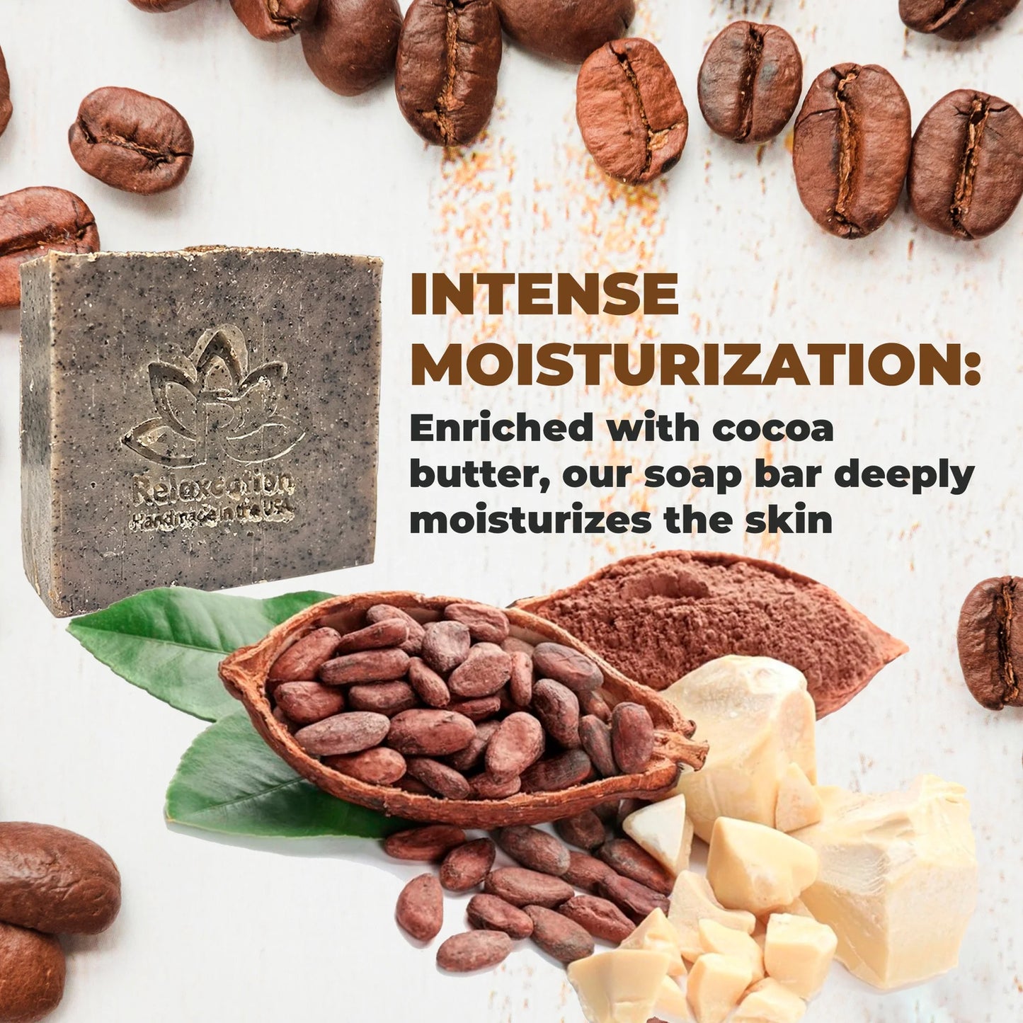 Natural Soap Bar Coffee Scrub with Organic Cocoa Butter Fresh Ground Coffee Exfo