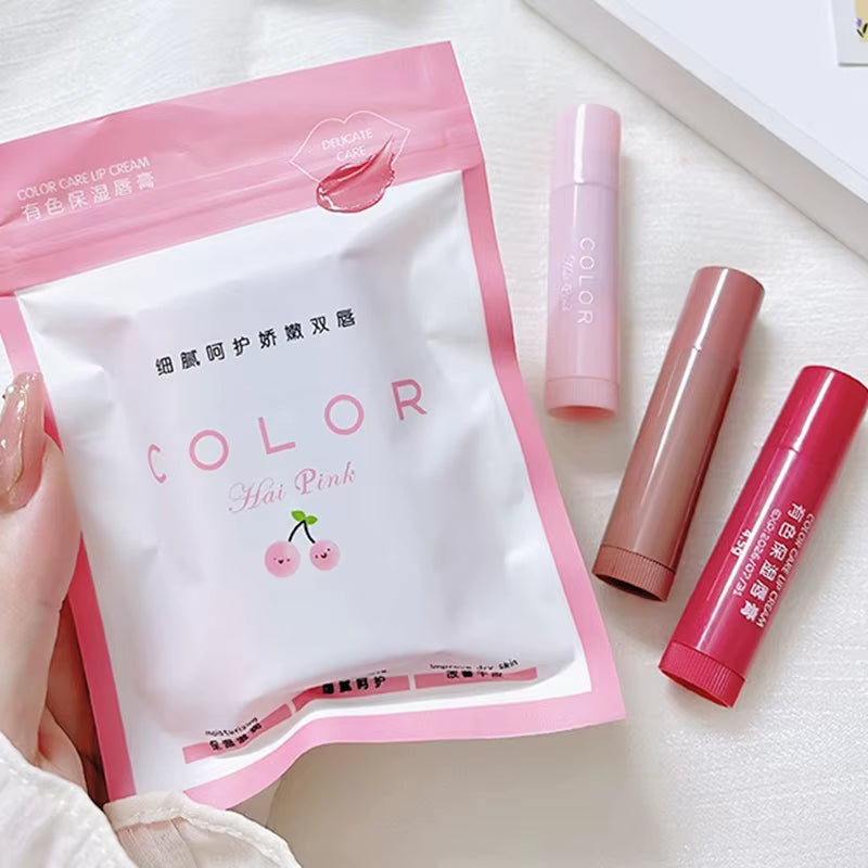 HAIPINK 3-Piece Set Tinted Moisturizing Lip Balm - Hydrating, Fade Lip Lines, Prevent Chapping
