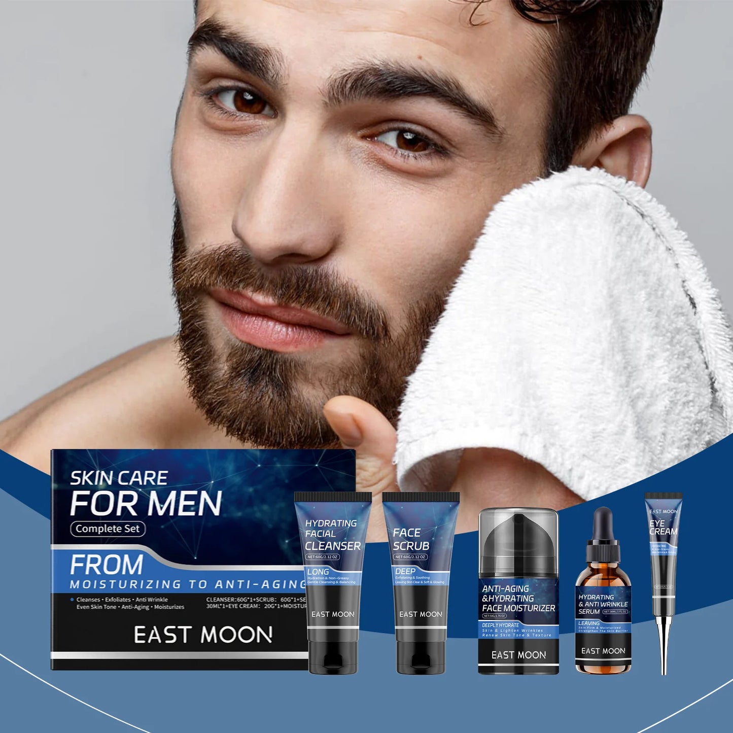 Men'S Face Wash Gift Set Gentle Cleansing Hydrating Skincare Moisture Balance Oil Control