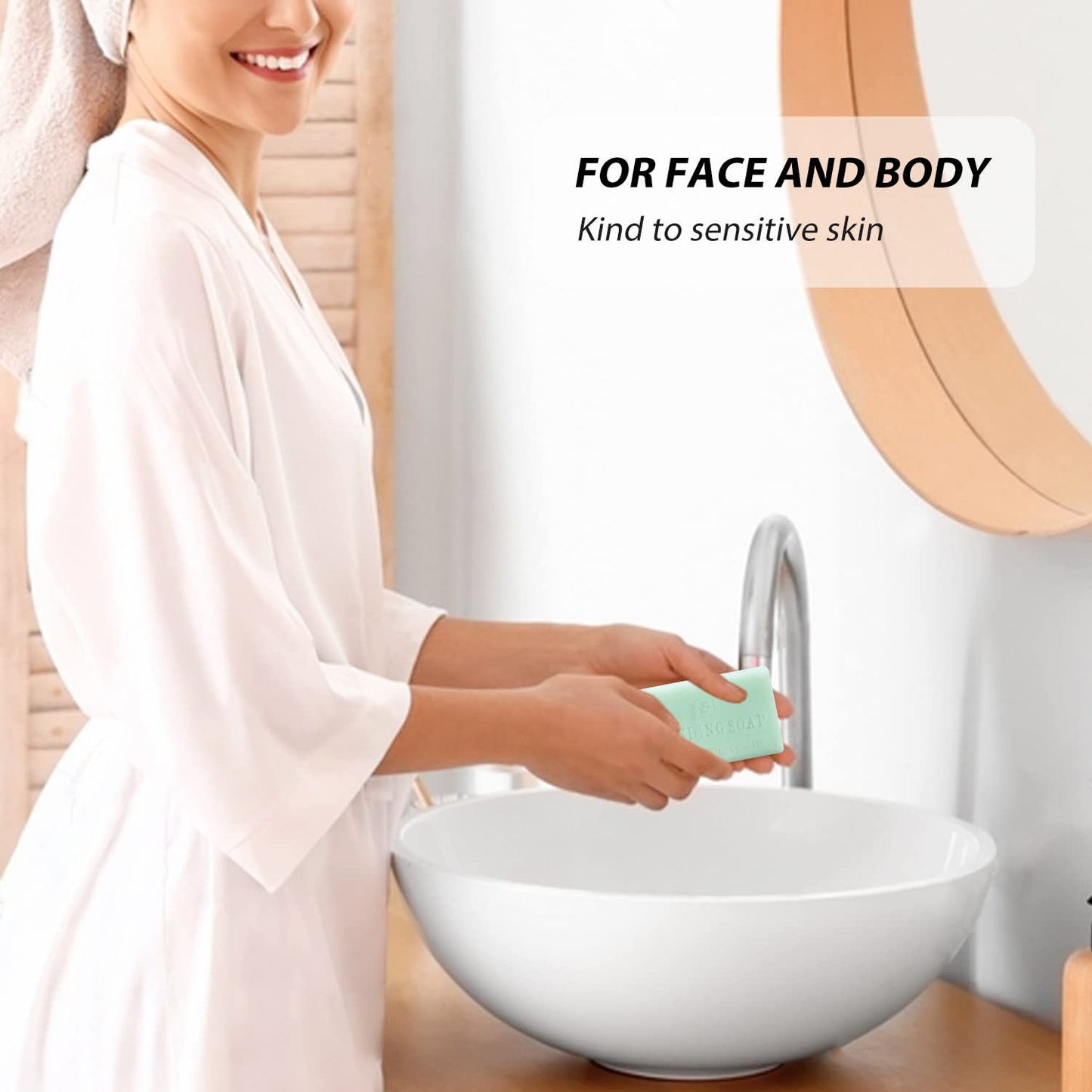 Natural Bar Soap Moisturizing Handmade Soap Bar with Organic Essential Oils Green Tea Scented Soap Bar, French -Milled Soap Bars for Hands and Body, 7Oz