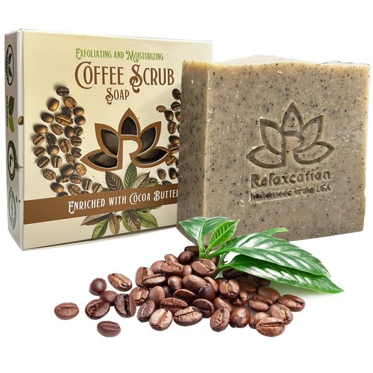 Natural Soap Bar Coffee Scrub with Organic Cocoa Butter Fresh Ground Coffee Exfo