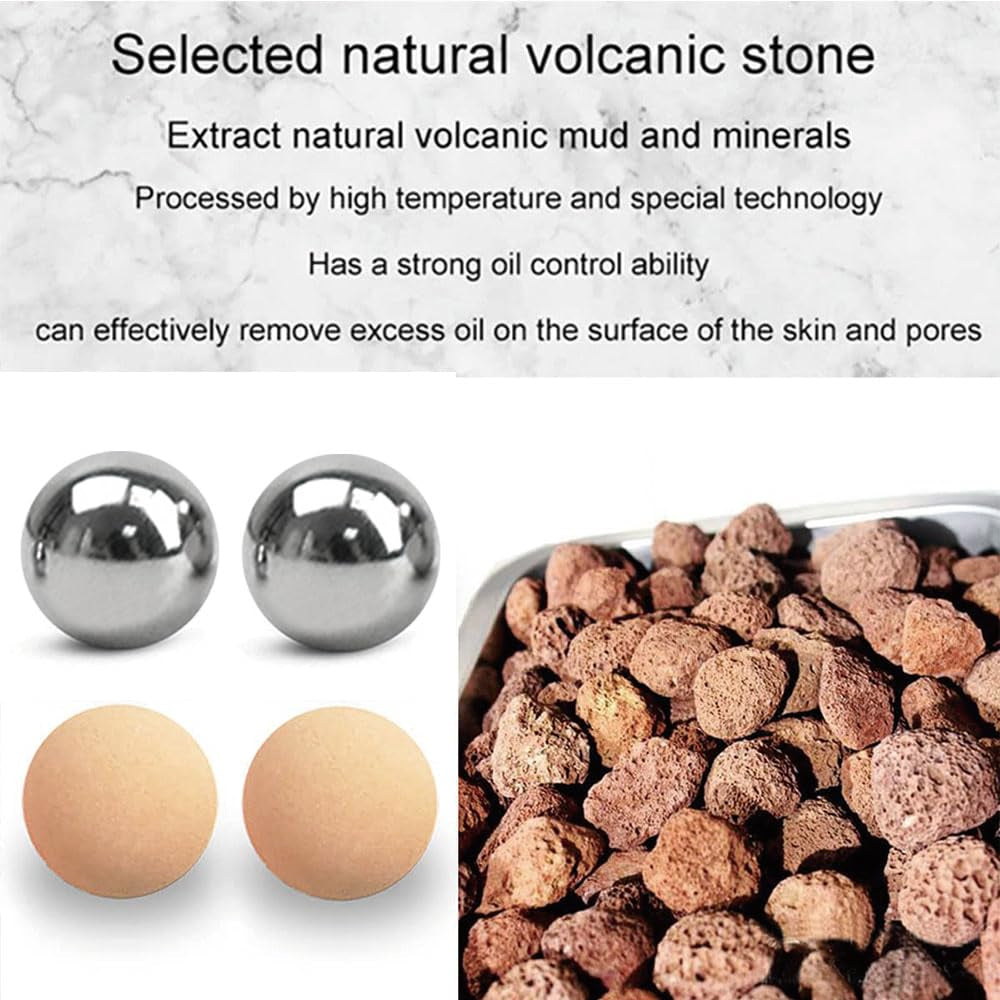 Stainless Steel Ice Roller Ball Oil Control on the Go Ball Fit REVLON Volcanic Face Roller Ball Compatible Fit REVLON Oil Absorbing Roller Oil Blotting Tool(21.5Mm Diameter 2+2 PCS Not Include Holder)