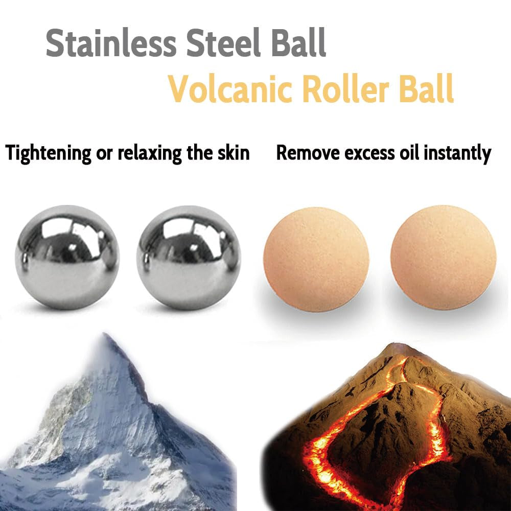 Stainless Steel Ice Roller Ball Oil Control on the Go Ball Fit REVLON Volcanic Face Roller Ball Compatible Fit REVLON Oil Absorbing Roller Oil Blotting Tool(21.5Mm Diameter 2+2 PCS Not Include Holder)