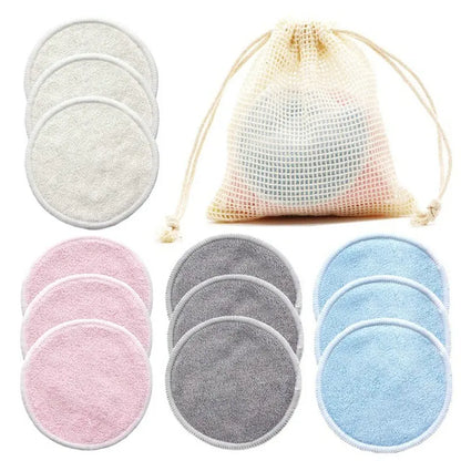 12PC Reusable Cotton Pads Makeup Remover Pads Washable round Bamboo Make up Pads Cloth Nursing Pads Skin Care Tool Skin Cleaning